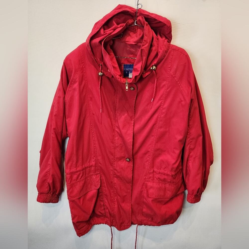 Vintage Preston & York‎ Sport Red Winter Jacket Oversized Nylon Coat Size L / XL